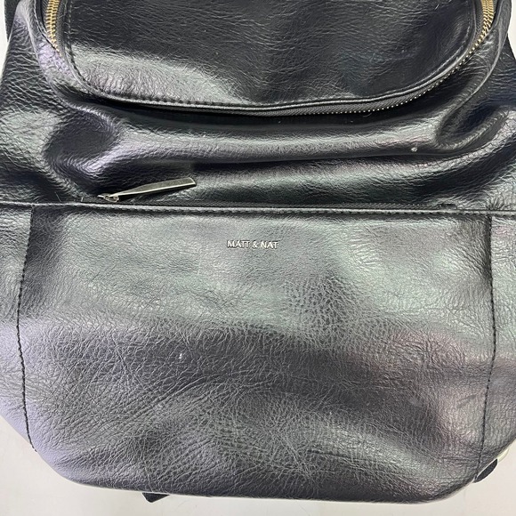 Matt & Nat Black Vegan Leather Backpack Recycled Lining Minimalist Bag main image 10